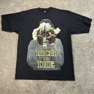 King Premium Quality Shirt Men's Black 3XL "Get Rich or Die" Graphic Design Tee